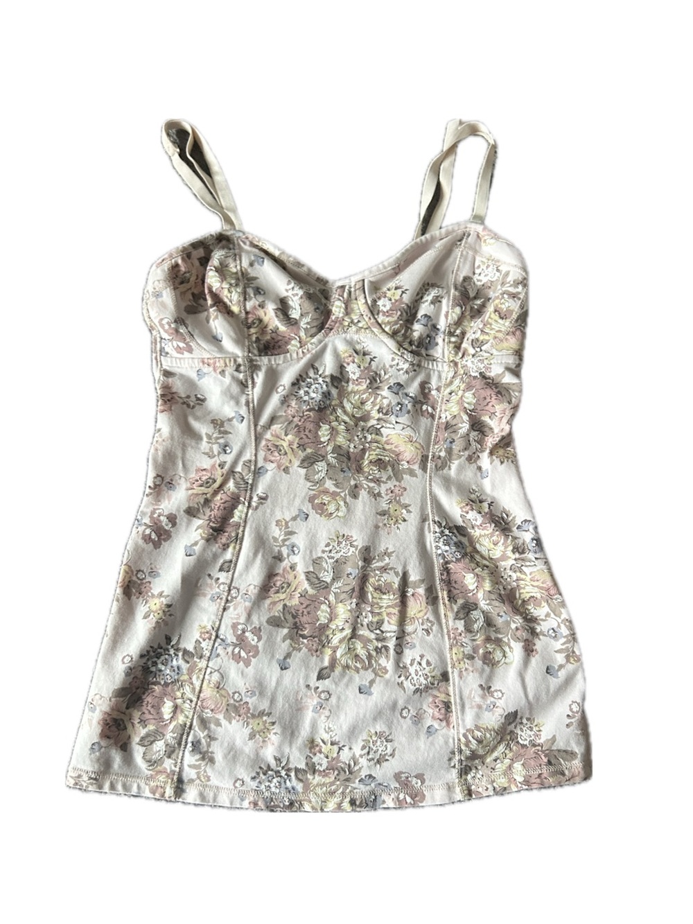 Talula Floral Lace-Trim Camisole Slip in Cream and Pink